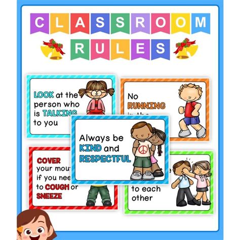 【ready Stock】 15pcsset Classroom Rules Kindergarten Wall Decoration English Poster A4 Plastic