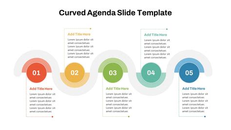 5 Point Curved PowerPoint Agenda Slide Template - SlideKit