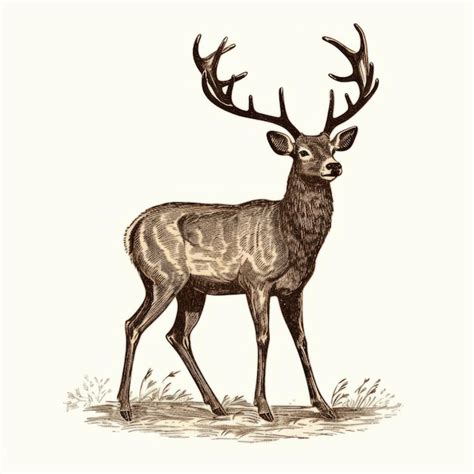 Premium Photo Victorian Engraving Style Majestic Deer With Large