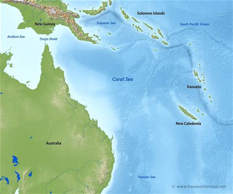 Coral Sea map - by Freeworldmaps.net