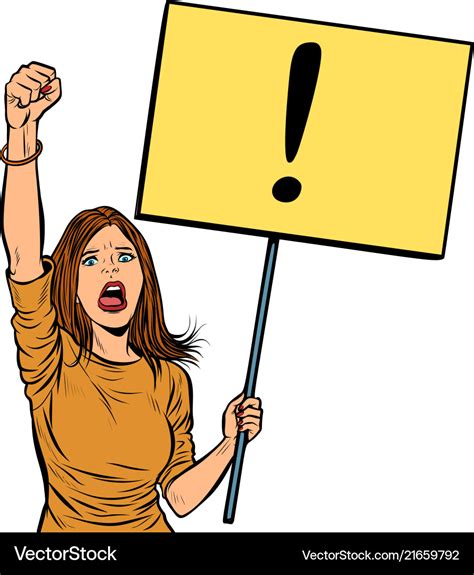 Woman Protesting With A Poster Royalty Free Vector Image