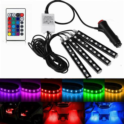 RGB LED Glow Car Interior Lamp Under Dash Footwell Seats Inside