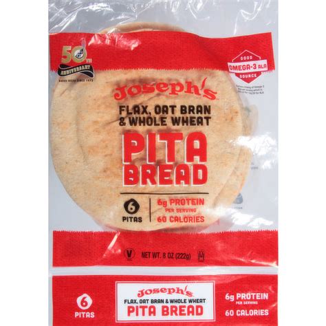 Josephs Pita Bread Flax Oat Bran And Whole Wheat