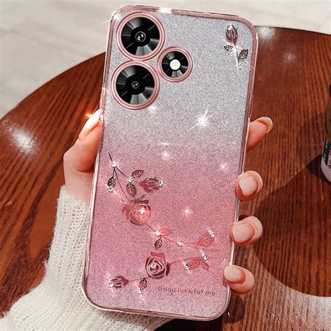 Etui do Infinix Hot 30i Glitter Flower różowe rose gold sklep XGSM pl