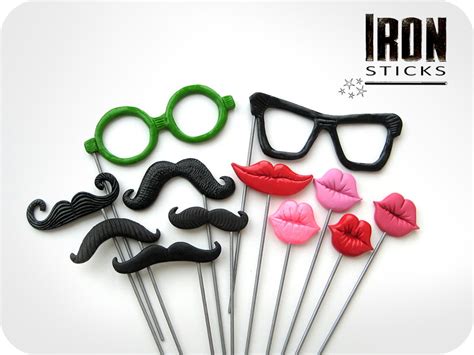 Photo Booth Props On Metal Sticks 12 Piece Party Set