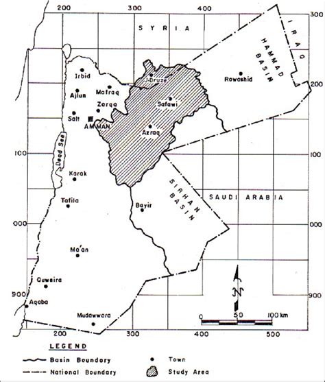 Map Of Jordan Showing The Location Of Azraq Basin Al Hadidi And Subah