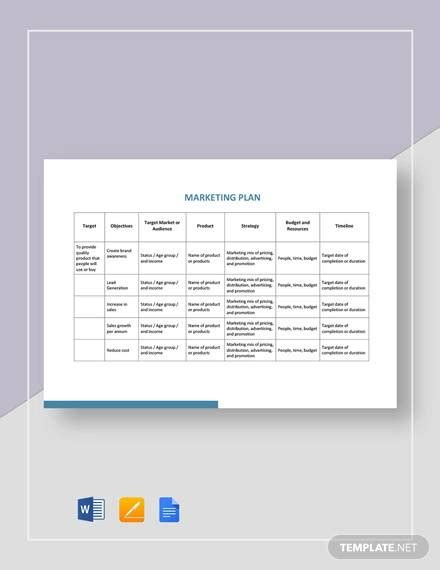 Free Sample Marketing Plan Templates In Google Docs Ms Word