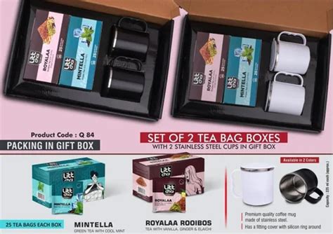 Set Of Tea Bag Boxes With Ss Mugs Total Tea Bags At Rs