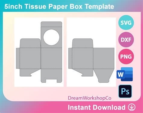 Tissue Box Template Tissue Box Svg T Box Template Ms Etsy