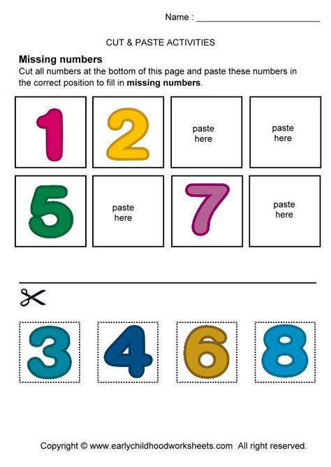 Number Cut And Paste Worksheets For Preschool Free Preschool Preschool Number Cut And Paste