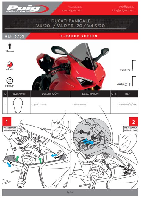 Puig R Racer Screen Windshield Black Ducati Panigale V S R