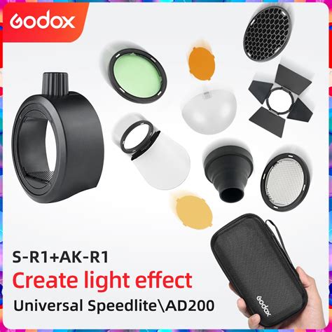 Godox Ak R1 S R1 Porta Barn Snoot Filtro De Cor Refletor Favo De