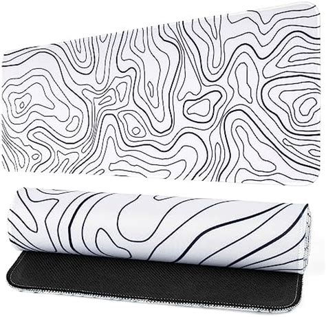 Amazon Large Gaming Mouse Pad White Topographic Mousepad Desk Mat