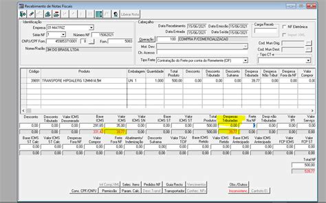 Varejo Supermercados Recebimento Notas Valor Do ICMS Somado Em