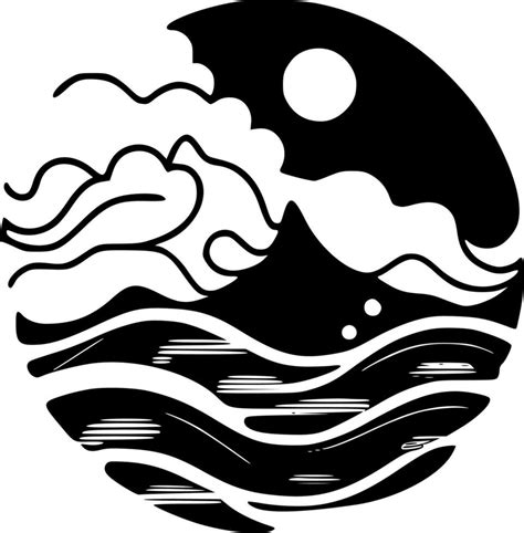 Ocean Black And White Isolated Icon Vector Illustration 23543267