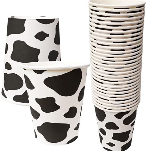 30 Pcs Cow Cups Cowgirl Cups Cow Print Paper Cups Cow Party