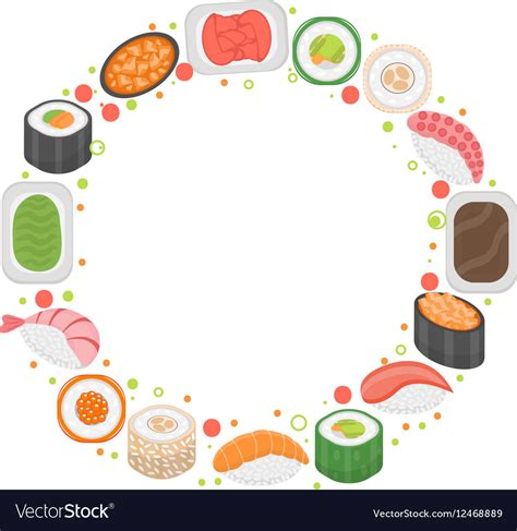 Sushi Frame Template With Space For Text Japanese Vector Image