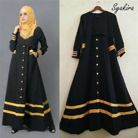 Gambar Gamis Hitam Kombinasi Model Hijab Terbaru