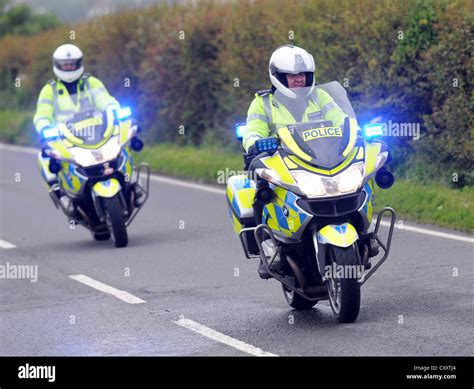 Police motorcyclists in Britain UK Stock Photo - Alamy