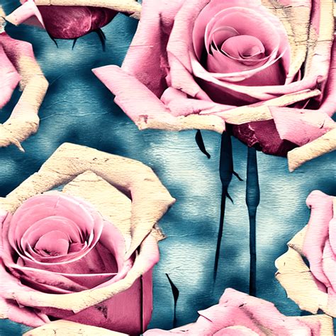 Torn Paper Pink Roses Vintage Distressed Junk Journal Paper Background