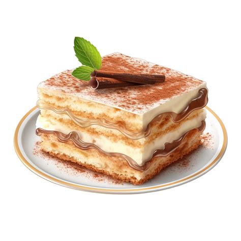 Classic Italian Tiramisu Cake Isolated On Transparent Background Ai