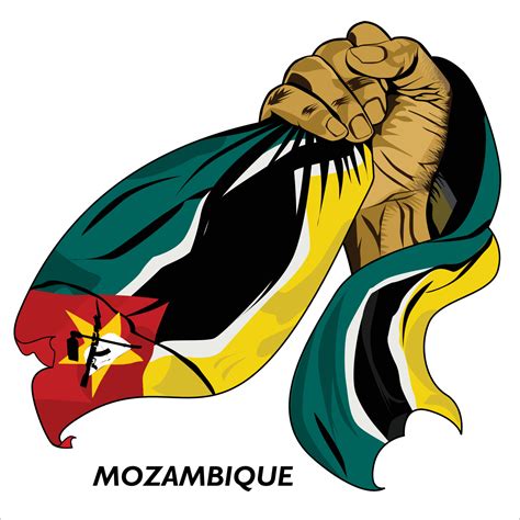 Fisted hand holding Mozambican flag. Vector illustration of lifted Hand ...