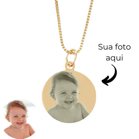 Colar Personalizado Foto Banhado A Ouro Shopee Brasil