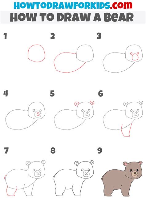 How to Draw a Bear Step by Step - Easy Drawing Tutorial For Kids