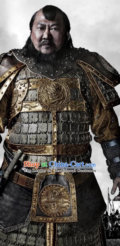 Ancient Chinese Yuan Dynasty Mongol Emperor Kublai Khan Replica Costumes Helmet and Armour for Men