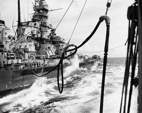 Uss Massachusetts Fueling At Sea 1945 View Of Uss Massachu Flickr