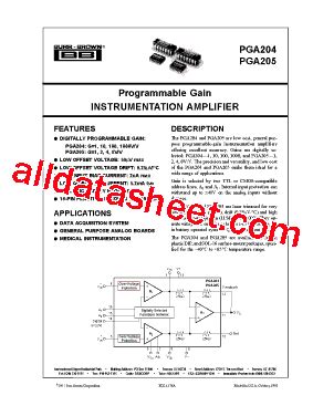 Pga Au Datasheet Pdf Burr Brown Ti