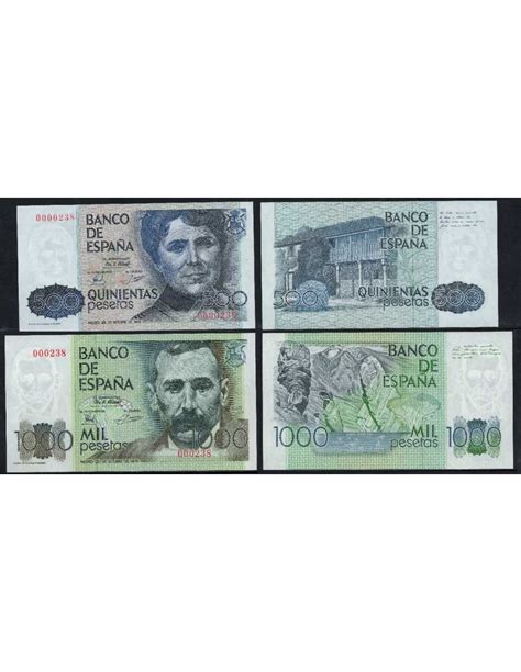 España 1979 Billetes Juan Carlos I Nº 00523 SC UNC 500 y 1000