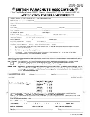 Fillable Online British Parachute Association Fax Email Print Pdffiller