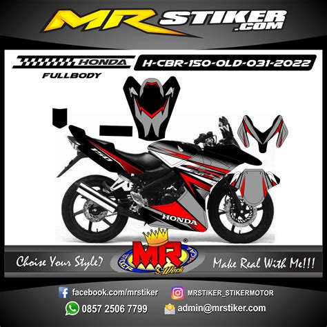 Stiker Motor Decal Honda Cbr Old Fullbody Red Line Grafis Grey