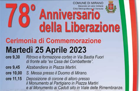 25 Aprile 78° Anniversario Della Liberazione Comune Di Mirano