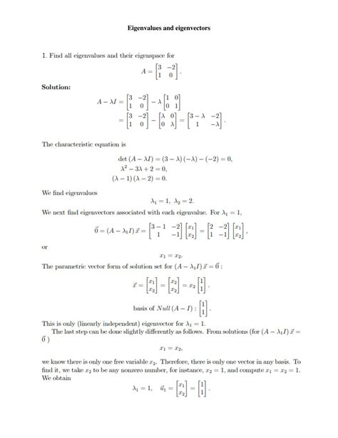 SOLUTION: eigenvalues and eigenvectors solved examples - Studypool