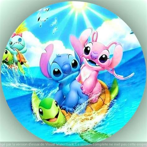 Stitch Angel D Coration De G Teau Comestible Azyme Disque