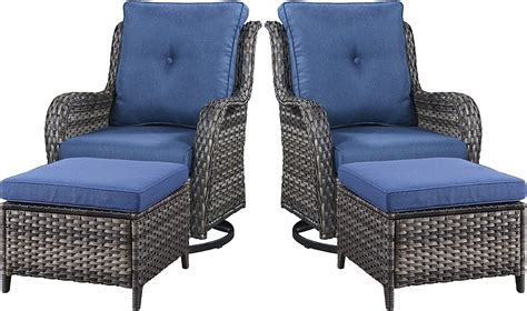 Amazon Belord 4 Pieces Patio Furniture Sets Wicker Patio Swivel