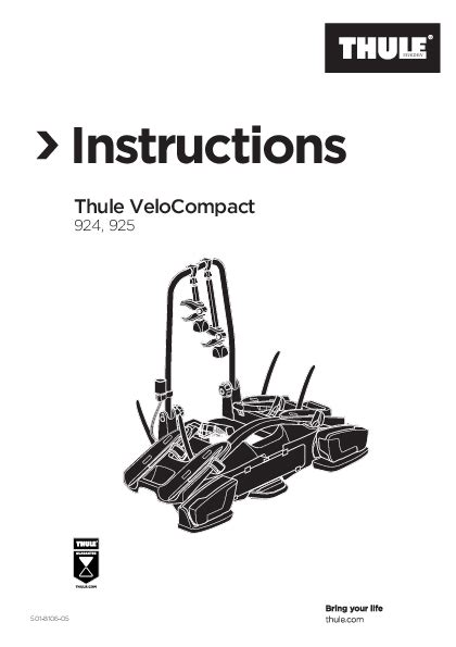 Thule VeloCompact Bike Carrier Instructions Accessories Product