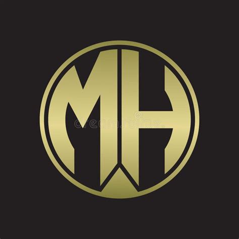 Mh Logo Monogram Circle With Piece Ribbon Style On Gold Colors Stock