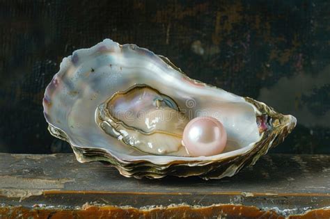 Pearl in an Open Oyster Shell Lying on the Table Stock Image - Image of ...