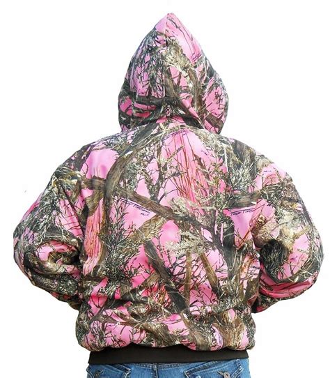 American Mystique Womens Pink Camo Hooded Jacket Reversable 11999