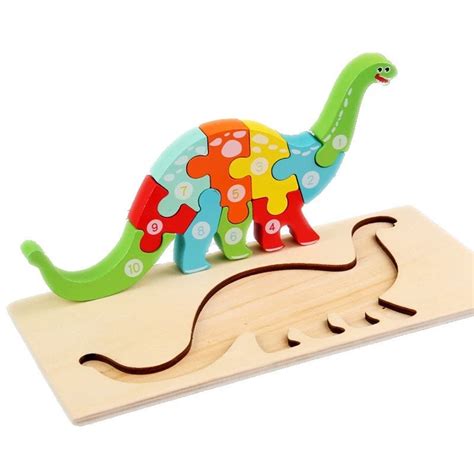 Rompecabezas De Madera Para Niños Dinosaurio Juguetes Etsy