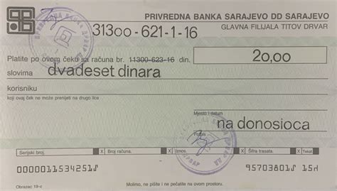 Dinara Bank Cheque Bosnie Herz Govine Numista