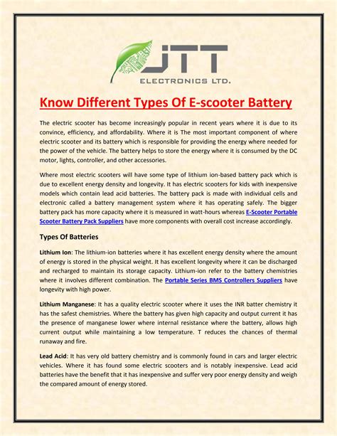 Know Different Types Of E-scooter Battery by rizeroven - Issuu