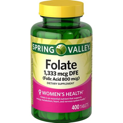 Spring Valley Folate Dietary Supplement, 1,333 mcg, 400 count - Walmart.com - Walmart.com