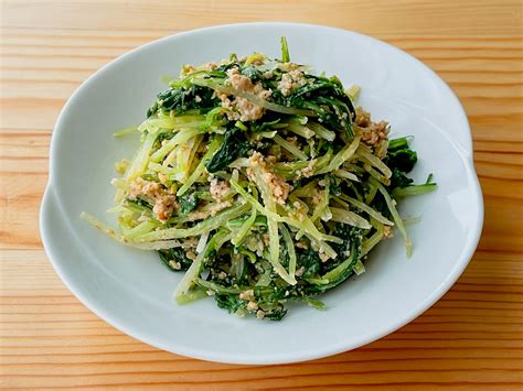 野菜ひとつ水菜の胡麻和え 週末の作り置きレシピ