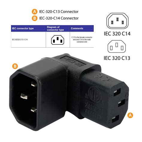 Snapklik Chenyang IEC Male C14 To 90 Degree Down Right Angled IEC