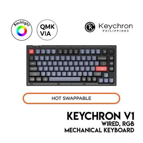 Keychron V Knob QMK Mechanical Keyboard Frosted Black Wired RGB Hot Swap QMK VIA