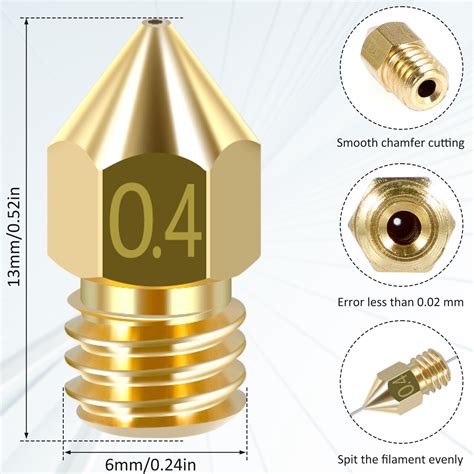 37pcs 3d Printer Nozzles Brass Heat Resistant Mk8 Extruder Nozzles ♚ Ebay